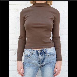 Chocolate brown mock neck long sleeve